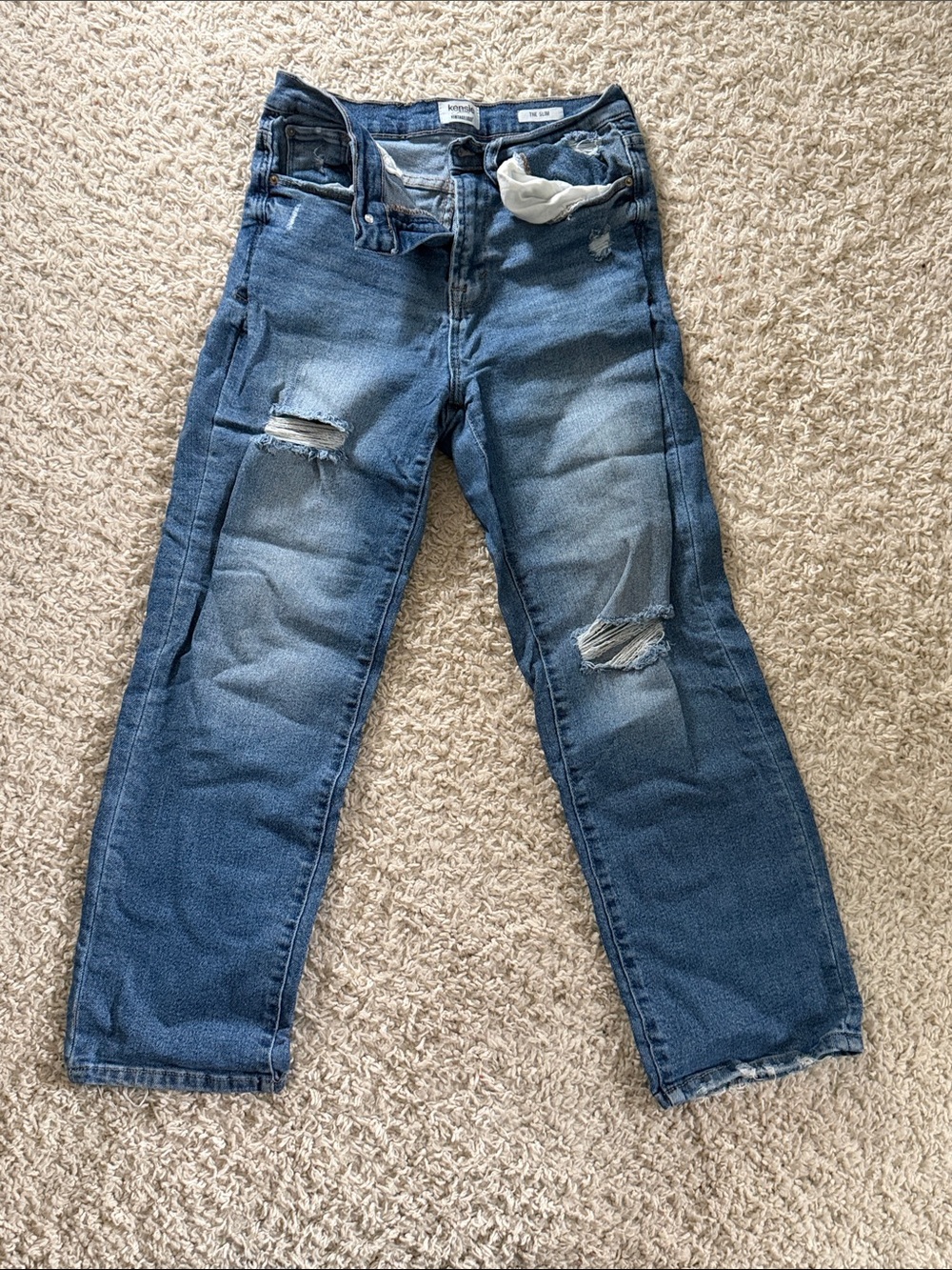 Kensie High Rise Distressed Blue Jeans